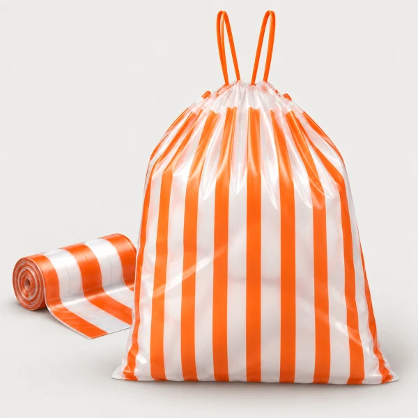 Drawstring Roll Plastic Bags, L, 25 Pack
