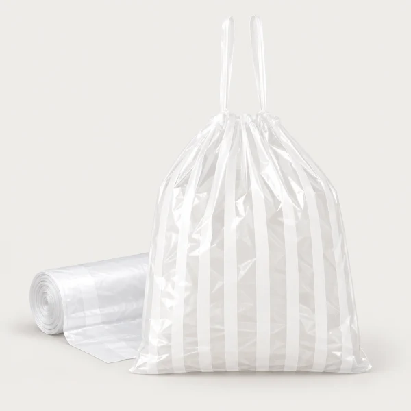 Drawstring Roll Plastic Bags, M, 30 Pack