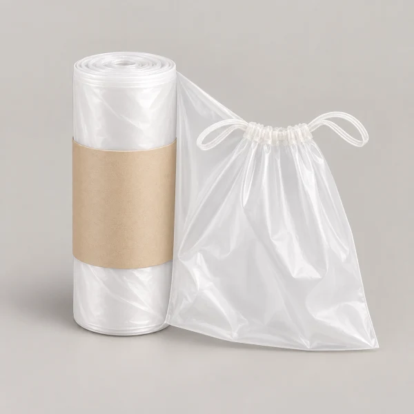 Drawstring Roll Plastic Bags, M, 30 Pack
