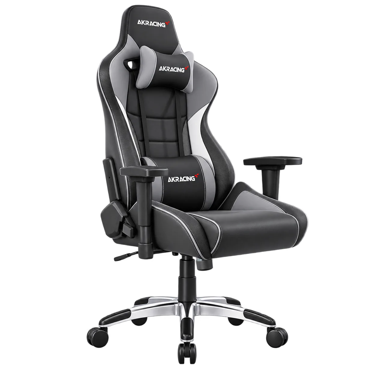 AKRacing [シート W390ｘD545ｘH1270～1340mm] Pro-X V2 グレイ AKR-PRO-X/GREY/V2 [アームレストあり /ヘッドレストあり /ロッキングあり /リクライニングあり] 〖通常版　製品保証5年モデル〗 電競椅