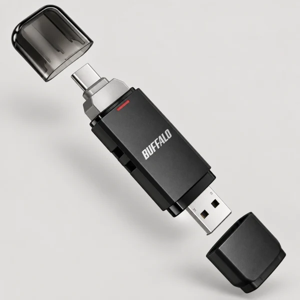 BUFFALO SSD-SD500U3BA/C 外付けSSD USB-C＋USB-A接続 PC・TV両対応、PS5対応(Chrome/Android/iPadOS/iOS/Mac/Windows11対応) ブラック [500GB /ポータブル型]