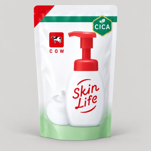 【日本牛乳石鹼】SkinLife滋卿愛泡洗顏補充包140ml 示意圖（本站 AI 重繪）