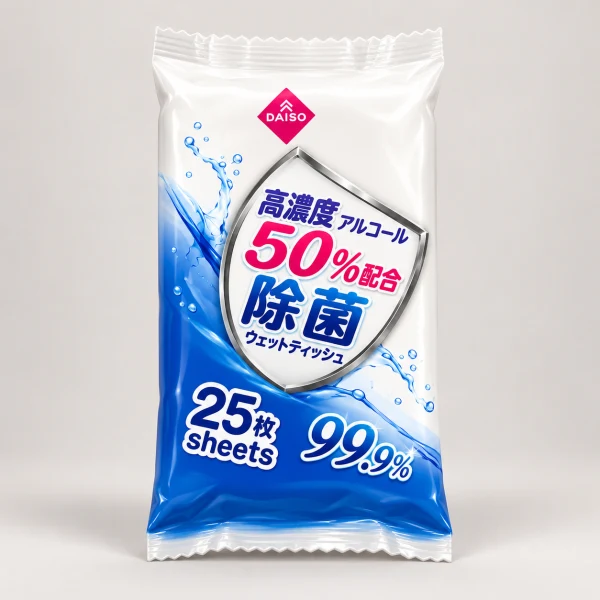 高濃度アルコール50%除菌大判ウェット(25枚)