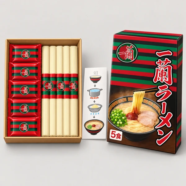 Ichiran Ramen Hakata Thin Straight Noodles Box of 5 with Special Red Spice Powder