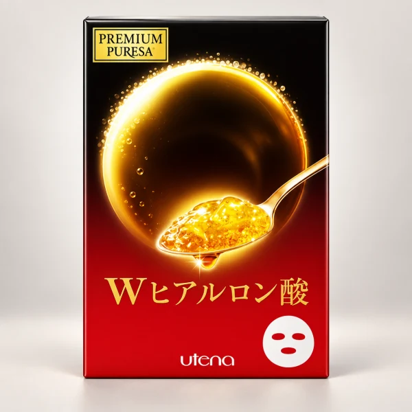 UTENA 佑天蘭 黃金果凍面膜 玻尿酸 3 片 示意圖（本站 AI 重繪）