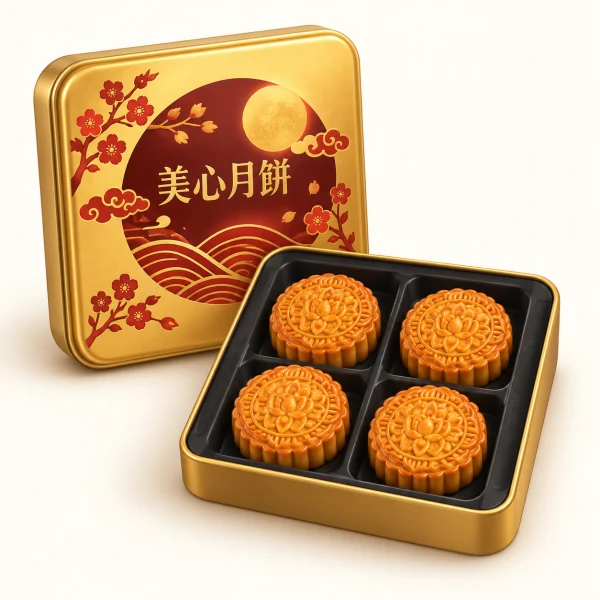 Lotus Seed & White Bean Paste Double Salted Egg Yolk Mooncake, 4 Pack