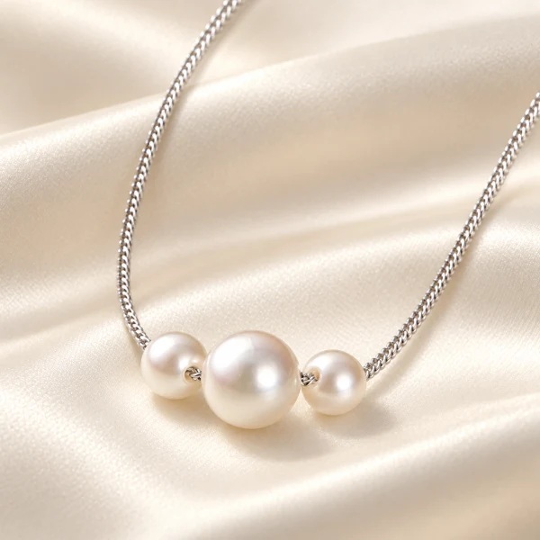 Akoya Pearl Three-Pearl Pendant Necklace