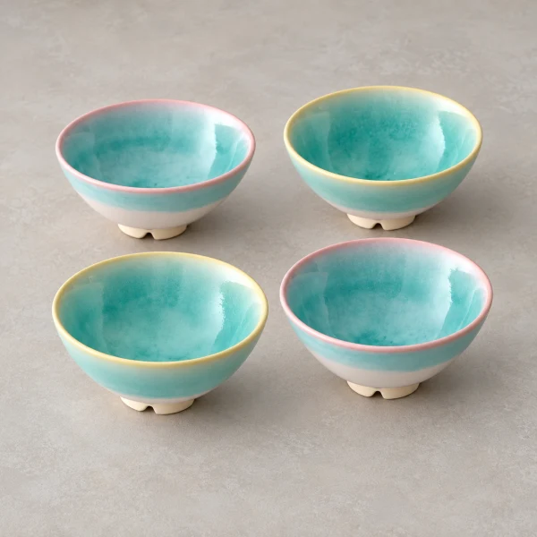 Hagi Ware Rice Bowl Pair Set (Mint Green)