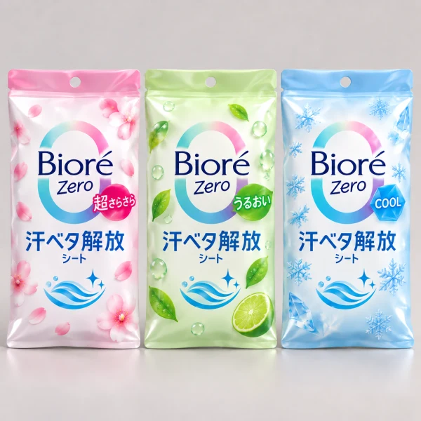 Bioré Zero 爽身粉濕巾 柔和皂香 20片 示意圖（本站 AI 重繪）